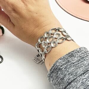 NEW Chico's Silver Inverted Disc Magnetic Cuff Bracelet